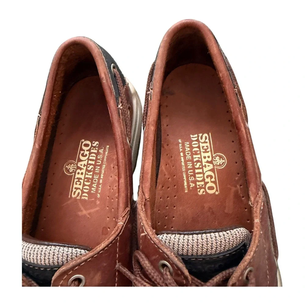 Vintage Sebago Clovehitch II Leather Boat Shoes Mens‎ 9 N Narrow Brown USA Made
